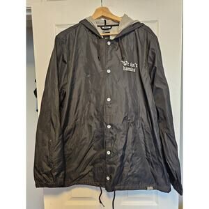 Broken Promise Mens Jacket Size Large Black We Ain't Homies Hooded Coaches